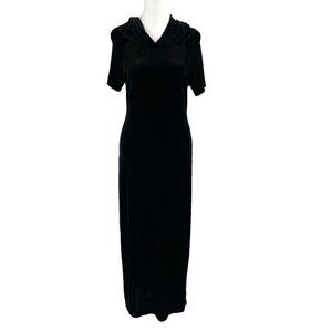 Vintage Marian Maral Whimsigoth Hooded Velvet Long Dress Goth Glam size Small